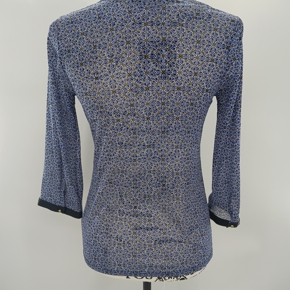 The Limited Geometric Blouse Sheer Keyhole Top Size XS 3/4 Sleeve Womens - Picture 4 of 5